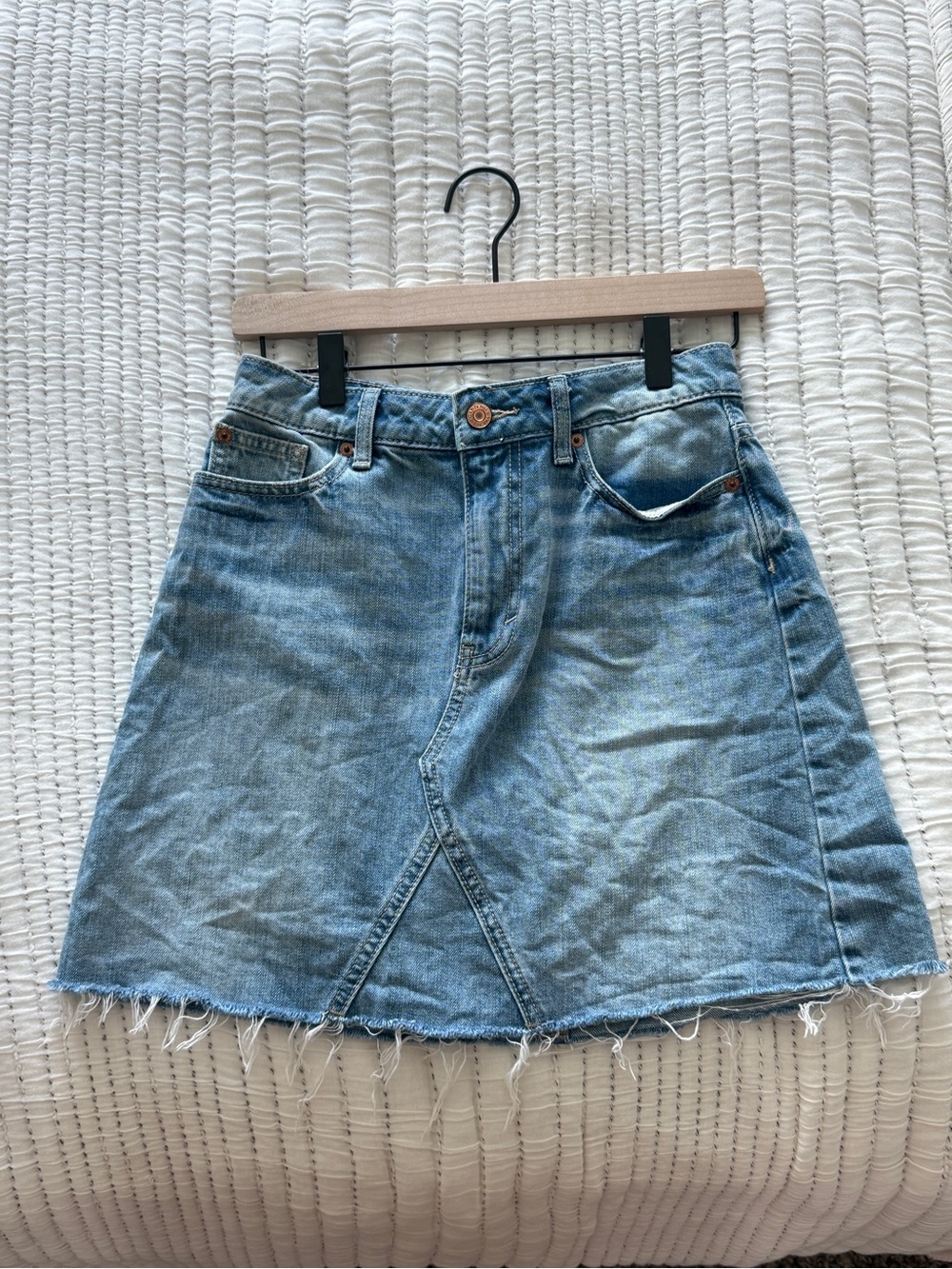 Classic Blue Denim A-Line Skirt - Casual Women's Skirt